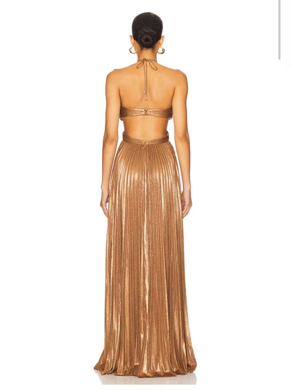 Retrofête Keira Sepia Metallic Bronze Cutout Halter Maxi Gown - Picture 3 of 3